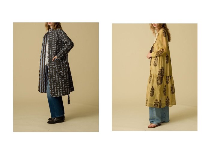 【SZ Blockprints/エスゼット ブロックプリント】のJIYA COAT DAFFODIL スタンドカラーコート&JODHPUR DRESS POPPY ON THIN STRIPE シルクロングドレス おすすめ！トレンド、レディースファッションの通販 おすすめ人気トレンドファッション通販アイテム 人気、トレンドファッション・服の通販 founy(ファニー) ファッション Fashion レディースファッション Fashion for Women アウター Coat / Outerwear Collection コート・ロングコート・ピーコート Long Coats, Peacoats & More ワンピース Dresses フォーマル・パーティードレス・結婚式用ドレス Elegant & Casual Dresses チュニック Tunic Tops & Dresses スタンド Stand Collar, Upright Stand ロング Long, Long-Length 新作・新入荷 New Arrivals / New In |ID:crp329100000223516