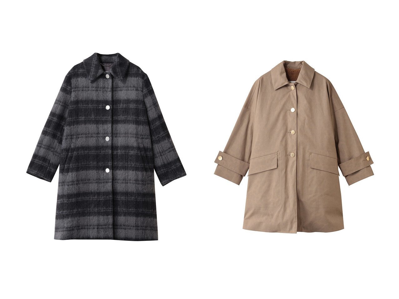 【MACKINTOSH/マッキントッシュ】のBANTON BT メタルボタン モヘアシャギ コート&HUMBIE RAINTEC レオパード コート おすすめ！トレンド、レディースファッションの通販 おすすめ人気トレンドファッション通販アイテム インテリア・キッズ・メンズ・レディースファッション・服の通販 founy(ファニー) 　ファッション　Fashion　レディースファッション　Fashion for Women　アウター　Coat / Outerwear Collection　コート・ロングコート・ピーコート　Long Coats, Peacoats & More　スリーブ　Sleeve, Long Sleeve / Short Sleeve　チェック　Check, Plaid, Tartan　メタル　Metal, Metal Parts　ロング　Long, Long-Length　エレガント 上品　Elegant　新作・新入荷　New Arrivals / New In　A/W・秋冬　Autumn/Winter　グレー系　Gray　ブラック系　Black　|ID:crp329100000223522