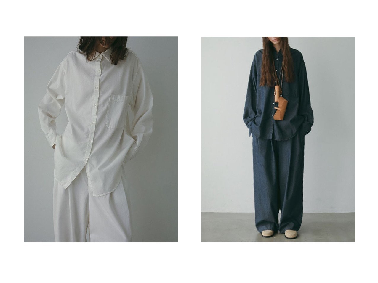 【ETRE TOKYO/エトレトウキョウ】のテンセルデニムリラクシーパンツ&テンセルデニムシャツ おすすめ！トレンド、レディースファッションの通販 おすすめ人気トレンドファッション通販アイテム インテリア・キッズ・メンズ・レディースファッション・服の通販 founy(ファニー) 　ファッション　Fashion　レディースファッション　Fashion for Women　トップス・カットソー　Cut & Sew Tops　シャツ・ブラウス・オフィスカジュアル　Elegant Blouses & Button-Ups　パンツ　Pants & Trousers　デニムパンツ・ジーンズ・美脚デニム　Denim Jeans & Pants　なめらか　Smooth, Silky Texture　スリーブ　Sleeve, Long Sleeve / Short Sleeve　セットアップ　Set-Up, Coordinated Outfit　デニム　Denim, Jeans Material　バランス　Balance, Style Balance　リラックス　Relax, Relaxed Fit　ロング　Long, Long-Length　エレガント 上品　Elegant　新作・新入荷　New Arrivals / New In　ホワイト系　White　|ID:crp329100000223533