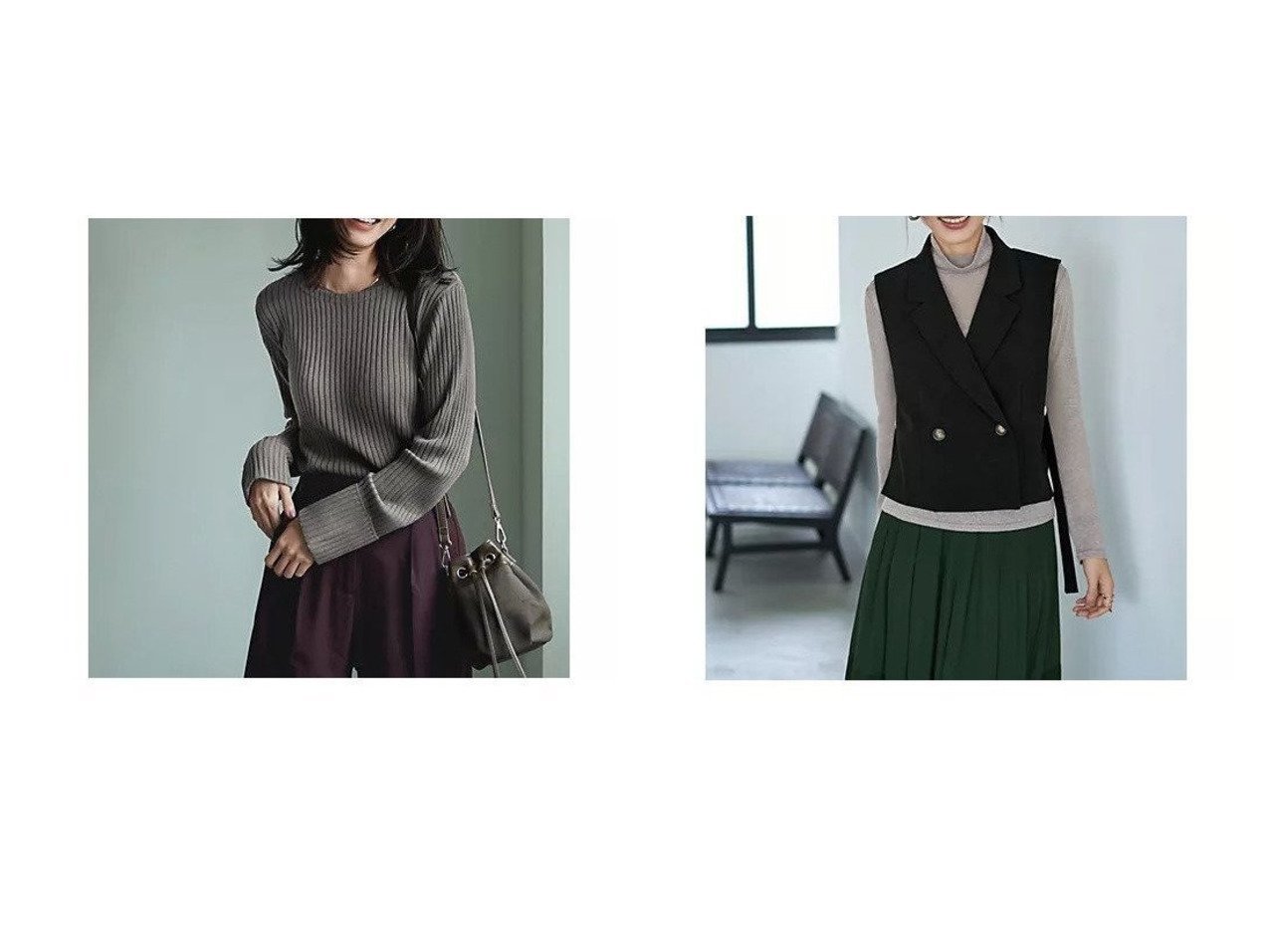 【STYLE DELI/スタイルデリ】のワイドリブ編みクルーネックトップス&ショートジャケット型ベスト おすすめ！トレンド、レディースファッションの通販 おすすめ人気トレンドファッション通販アイテム インテリア・キッズ・メンズ・レディースファッション・服の通販 founy(ファニー) 　ファッション　Fashion　レディースファッション　Fashion for Women　トップス・カットソー　Cut & Sew Tops　アウター　Coat / Outerwear Collection　レディースジャケット・軽アウター　Jackets　インナー　Innerwear　サロペット　Overalls, Salopette　スカーフ　Scarf, Neckwear　スタイリッシュ　Stylish, Fashionable　ストライプ　Stripe, Striped Pattern　定番　Standard, Basic Item　ハンカチ　Handkerchief, Hanky　バランス　Balance, Style Balance　フィット　Fit, Slim Fit　フェイス　Face, Facial Design　ベーシック　Basic, Essential　ボトルネック　Bottle Neck, Mock Neck　ポケット　Pocket, Pocket Detail　リブニット　Rib Knit, Ribbed Knit　ワイドリブ　Wide Rib, Wide Ribbed Knit　A/W・秋冬　Autumn/Winter　春　Spring　ショート　Short, Short Length　ジャケット　Jacket, Outerwear　スリット　Slit, Slit Detail　スーツ　Suit, Formalwear　ダブル　Double, Double-Breasted　テーラード　Tailored, Tailored Fit　ノースリーブ　Sleeveless, No-Sleeve　長袖　Long Sleeve, Full Sleeve　フォルム　Silhouette, Form　フロント　Front, Front Design　ベスト　Vest, Waistcoat　ペンシル　Pencil, Pencil Skirt　半袖　Short Sleeve, Half Sleeve　ロング　Long, Long-Length　ワイド　Wide, Wide Fit　S/S・春夏　SS, Spring/Summer, Warm Season　夏　Summer　グレー系　Gray　ホワイト系　White　レッド系　Red　ブラック系　Black　|ID:crp329100000223608