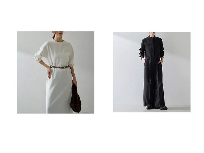【Whim Gazette/ウィムガゼット】のバンドカラーオールインワン&Vガゼットワンピース おすすめ！トレンド、レディースファッションの通販 おすすめ人気トレンドファッション通販アイテム 人気、トレンドファッション・服の通販 founy(ファニー) ファッション Fashion レディースファッション Fashion for Women ワンピース Dresses オールインワン・ワンピース Dresses and Jumpsuits アクセサリー Fashion Accessories カットソー Cut and Sewn Top コンパクト Compact, Small Size シンプル Simple, Minimal ストレッチ Stretch, Stretchy Fabric ストレート Straight, Straight Cut スリット Slit, Slit Detail ロング Long, Long-Length ワンポイント One Point, Statement Accent エレガント 上品 Elegant 2025年 2025 2025-2026秋冬・A/W Autumn/Winter 2025–26 AW25–26 スーツ Suit, Formalwear フラップ Flap, Flap Pocket ポケット Pocket, Pocket Detail マニッシュ Mannish, Boyish リラックス Relax, Relaxed Fit |ID:crp329100000223609