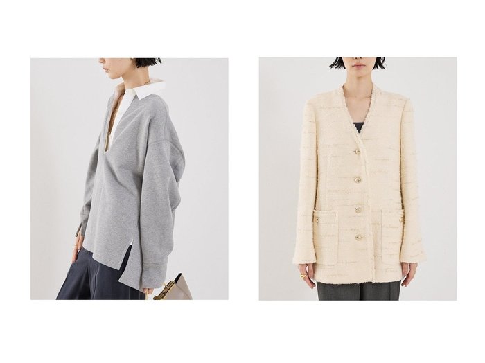 【THE STORE by C/ザ ストア バイ シー】の【COCUCA】ポロスエット&【COCUCA】ツイードVネックジャケット おすすめ！トレンド、レディースファッションの通販 おすすめ人気トレンドファッション通販アイテム 人気、トレンドファッション・服の通販 founy(ファニー) ファッション Fashion レディースファッション Fashion for Women アウター Coat / Outerwear Collection レディースジャケット・軽アウター Jackets トップス・カットソー Cut & Sew Tops シャツ・ブラウス・オフィスカジュアル Elegant Blouses & Button-Ups レディースパーカー・カジュアルフーディー Casual Hoodies & Sweatshirts ロングTシャツ・Tシャツ Longline T-Shirts & Tees スウェット・クルーネックトップス Sweatshirts & Crewnecks / Relaxed Fit Sweat Tops カットソー・ベーシックTシャツ Cut-and-Sewn Tops / Stretch Tees & Basics イタリア Italy カーディガン Cardigan, Knitwear グラデーション Gradient, Ombre ジャケット Jacket, Outerwear ツイード Twill, Twill Weave デニム Denim, Jeans Material ドレス Dress, One-Piece フリンジ Fringe, Tassel ロング Long, Long-Length 新作・新入荷 New Arrivals / New In |ID:crp329100000223618