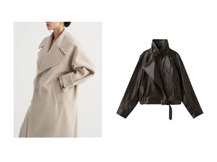 【Venica/ヴェニカ】のStand collar leather blouson&Big collar double coat おすすめ！トレンド、レディースファッションの通販 おすすめ人気トレンドファッション通販アイテム 人気、トレンドファッション・服の通販 founy(ファニー) ファッション Fashion レディースファッション Fashion for Women アウター Coat / Outerwear Collection コート・ロングコート・ピーコート Long Coats, Peacoats & More レディースジャケット・軽アウター Jackets ブルゾンジャケット・スポーティアウター Blouson Jackets クラシカル Classical, Vintage-Inspired シンプル Simple, Minimal ダブル Double, Double-Breasted バランス Balance, Style Balance ビッグ Big, Oversized ロング Long, Long-Length 新作・新入荷 New Arrivals / New In A/W・秋冬 Autumn/Winter なめらか Smooth, Silky Texture クール Cool, Chic ジャケット Jacket, Outerwear スタンド Stand Collar, Upright Stand スラックス Slacks, Dress Pants デニム Denim, Jeans Material ブルゾン Blouson, Bomber Jacket ミックス Mix, Mixed Style |ID:crp329100000223660