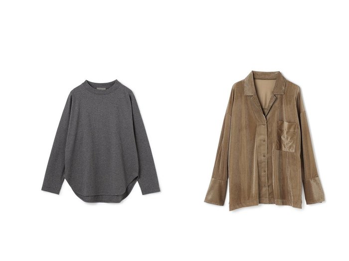 【uncrave/アンクレイヴ】のシアーベロアリブ シャツ&プレーンジャージー ロンT おすすめ！トレンド、レディースファッションの通販 おすすめ人気トレンドファッション通販アイテム 人気、トレンドファッション・服の通販 founy(ファニー) ファッション Fashion レディースファッション Fashion for Women トップス・カットソー Cut & Sew Tops シャツ・ブラウス・オフィスカジュアル Elegant Blouses & Button-Ups ロングTシャツ・Tシャツ Longline T-Shirts & Tees カットソー・ベーシックTシャツ Cut-and-Sewn Tops / Stretch Tees & Basics ベロアトップス Velour Tops / Velvet-Look Items ギャザー Gathered, Ruffled スリーブ Sleeve, Long Sleeve / Short Sleeve バランス Balance, Style Balance フォルム Silhouette, Form ベーシック Basic, Essential モックネック Mock Neck, Short Turtleneck ロング Long, Long-Length 新作・新入荷 New Arrivals / New In 長袖 Long Sleeve, Full Sleeve シアー Sheer, See-Through セットアップ Set-Up, Coordinated Outfit パジャマ Pajamas, Sleepwear パターン Pattern, Design Print ベロア Velour, Soft Velvet エレガント 上品 Elegant |ID:crp329100000223681