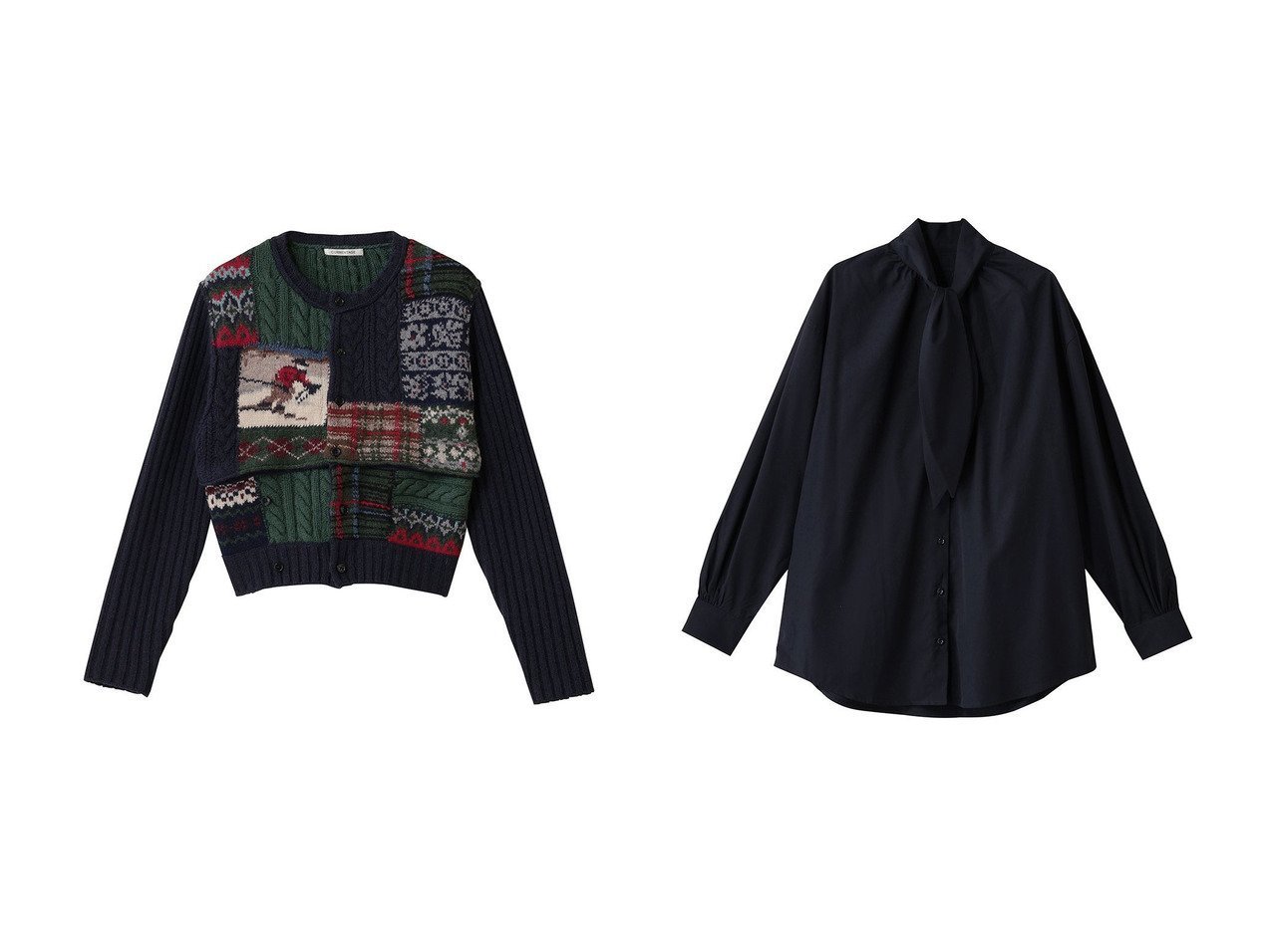 【martinique/マルティニーク】の【CURRENTAGE】Patchwork Hand ニット&【別注】【BOURRIENNE】MERVEILLEUSEコットンタイブラウス おすすめ！トレンド、レディースファッションの通販 おすすめ人気トレンドファッション通販アイテム インテリア・キッズ・メンズ・レディースファッション・服の通販 founy(ファニー) 　ファッション　Fashion　レディースファッション　Fashion for Women　トップス・カットソー　Cut & Sew Tops　ニット　Knit Tops & Sweaters　カジュアルプルオーバー・ニットトップス　Pullovers & Knit Tops / Casual Pullovers　シャツ・ブラウス・オフィスカジュアル　Elegant Blouses & Button-Ups　カーディガン　Cardigan, Knitwear　クロップド　Cropped, Short Length　ハンド　Hand, Handmade　パッチワーク　Patchwork, Mixed Fabric　新作・新入荷　New Arrivals / New In　ブルー系　Blue　|ID:crp329100000223682