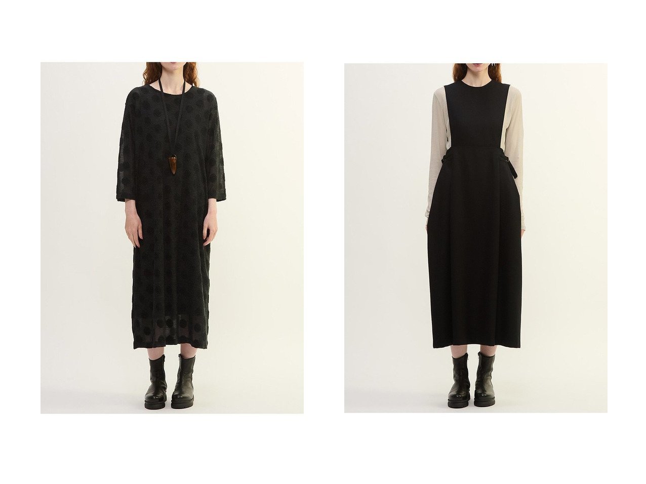 【PLAIN PEOPLE/プレインピープル】のドットジャージワンピース&ウールボタニーワンピース おすすめ！トレンド、レディースファッションの通販 おすすめ人気トレンドファッション通販アイテム インテリア・キッズ・メンズ・レディースファッション・服の通販 founy(ファニー) 　ファッション　Fashion　レディースファッション　Fashion for Women　ワンピース　Dresses　チュニック　Tunic Tops & Dresses　アンダー　Underwear Essentials　シアー　Sheer, See-Through　チュニック　Tunic, Long Top　ドット　Polka Dot, Dot Pattern　ドレス　Dress, One-Piece　リラックス　Relax, Relaxed Fit　ロング　Long, Long-Length　新作・新入荷　New Arrivals / New In　グレー系　Gray　ブラック系　Black　|ID:crp329100000223730