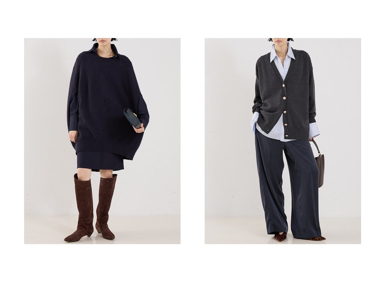 【THE STORE by C/ザ ストア バイ シー】の【COCUCA】カシミヤポンチョニット&【COCUCA】オーバーサイズカーディガン おすすめ人気トレンドファッション通販アイテム インテリア・キッズ・メンズ・レディースファッション・服の通販 founy(ファニー) 　ファッション　Fashion　レディースファッション　Fashion for Women　トップス・カットソー　Cut & Sew Tops　ニット　Knit Tops & Sweaters　カーディガン・羽織り　Layered Style Cardigans　カジュアルプルオーバー・ニットトップス　Pullovers & Knit Tops / Casual Pullovers　おすすめ　Recommended / Our Picks　なめらか　Smooth, Silky Texture　カーディガン　Cardigan, Knitwear　セットアップ　Set-Up, Coordinated Outfit　ベビー　Baby, Babywear　ラグジュアリー　Luxury, Elegant　リラックス　Relax, Relaxed Fit　新作・新入荷　New Arrivals / New In　ベージュ系　Beige　グレー系　Gray　ブルー系　Blue　|ID:crp329100000223744