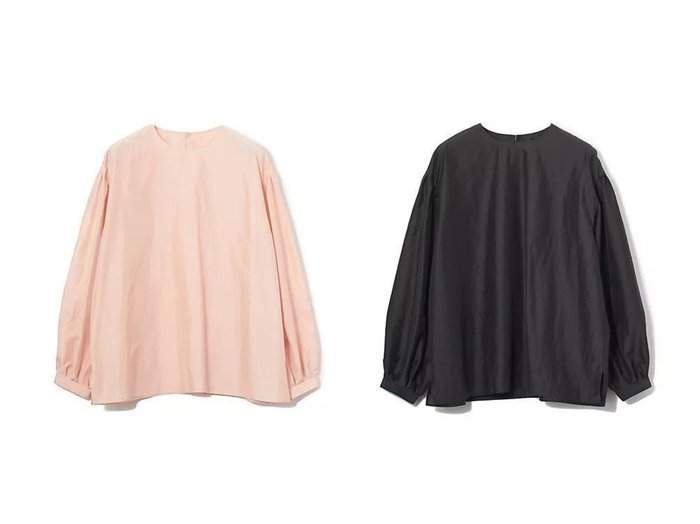 【E by eclat/イーバイエクラ】の【斉藤くみさんコラボ】タック入りTブラウス おすすめ！トレンド、レディースファッションの通販 おすすめ人気トレンドファッション通販アイテム 人気、トレンドファッション・服の通販 founy(ファニー) ファッション Fashion レディースファッション Fashion for Women トップス・カットソー Cut & Sew Tops シャツ・ブラウス・オフィスカジュアル Elegant Blouses & Button-Ups コラボ Collaboration, Collab スリット Slit, Slit Detail ベーシック Basic, Essential 洗える Machine Washable |ID:crp329100000223749