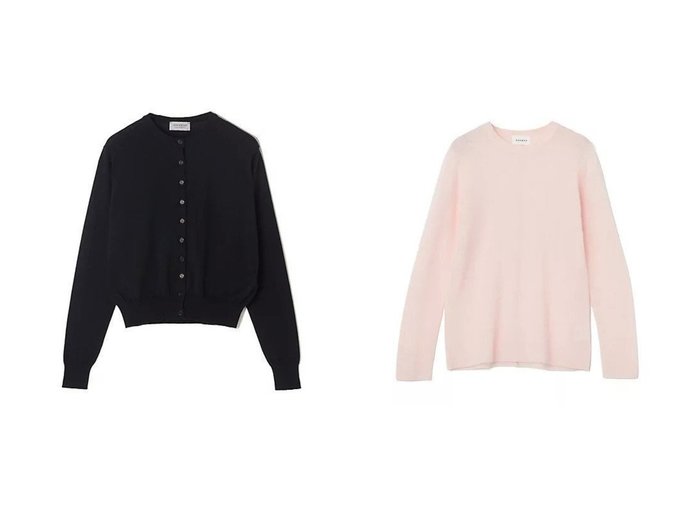 【eclat/エクラ】の【別注】カシミヤシアーニット&【宮崎桃代さん別注】バックロゴカーディガン おすすめ！トレンド、レディースファッションの通販 おすすめ人気トレンドファッション通販アイテム 人気、トレンドファッション・服の通販 founy(ファニー) 　ファッション　Fashion　レディースファッション　Fashion for Women　トップス・カットソー　Cut & Sew Tops　ニット　Knit Tops & Sweaters　カーディガン・羽織り　Layered Style Cardigans　バッグ　Bags　エレガント 上品　Elegant　シアー　Sheer, See-Through　別注　Limited Edition, Custom Order　洗える　Machine Washable　|ID:crp329100000223752