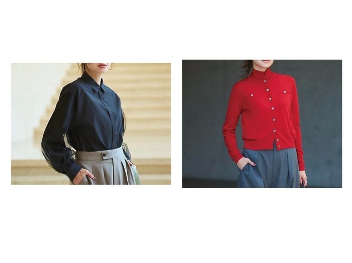 【M7days/エムセブンデイズ】の袖チュールシャツ&ショート丈ハイネックニット おすすめ！トレンド、レディースファッションの通販 おすすめ人気トレンドファッション通販アイテム 人気、トレンドファッション・服の通販 founy(ファニー) ファッション Fashion レディースファッション Fashion for Women トップス・カットソー Cut & Sew Tops ニット Knit Tops & Sweaters シャツ・ブラウス・オフィスカジュアル Elegant Blouses & Button-Ups インナー Innerwear ショート Short, Short Length シンプル Simple, Minimal ジャケット Jacket, Outerwear タートル Turtleneck, Turtle Collar ハイネック High Neck, Mock Neck A/W・秋冬 Autumn/Winter エレガント 上品 Elegant コンシャス Conscious, Bodycon ストレッチ Stretch, Stretchy Fabric タイプライター Typewriter Fabric, Crisp Cotton チュール Tulip, Tulip Motif ベーシック Basic, Essential レギュラー Regular, Standard Fit 洗える Machine Washable |ID:crp329100000223756