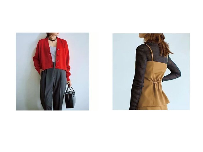 【M7days/エムセブンデイズ】の【東原妙子さんコラボ】クルーネックシアーリブニット&【東原妙子さんコラボ】着丈が選べるV ネックカーディガン おすすめ！トレンド、レディースファッションの通販 おすすめ人気トレンドファッション通販アイテム 人気、トレンドファッション・服の通販 founy(ファニー) ファッション Fashion レディースファッション Fashion for Women トップス・カットソー Cut & Sew Tops ニット Knit Tops & Sweaters カーディガン・羽織り Layered Style Cardigans インナー Innerwear コラボ Collaboration, Collab エレガント 上品 Elegant 洗える Machine Washable おすすめ Recommended / Our Picks カーディガン Cardigan, Knitwear ショート Short, Short Length スウェット / スエット Sweatshirt, Sweatwear レギュラー Regular, Standard Fit 秋 Autumn |ID:crp329100000223759