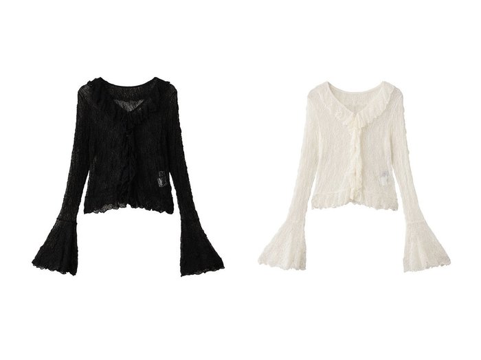 【allureville/アルアバイル】の【Loulou Willoughby】レーシーカットプルオーバー おすすめ！トレンド、レディースファッションの通販 おすすめ人気トレンドファッション通販アイテム 人気、トレンドファッション・服の通販 founy(ファニー) ファッション Fashion レディースファッション Fashion for Women トップス・カットソー Cut & Sew Tops シャツ・ブラウス・オフィスカジュアル Elegant Blouses & Button-Ups カジュアルプルオーバー・ニットトップス Pullovers & Knit Tops / Casual Pullovers エレガント 上品 Elegant スリーブ Sleeve, Long Sleeve / Short Sleeve フリル Frill, Ruffle フレア Flare, Flared フロント Front, Front Design レース Lace, Lace Fabric ロング Long, Long-Length 新作・新入荷 New Arrivals / New In |ID:crp329100000223768