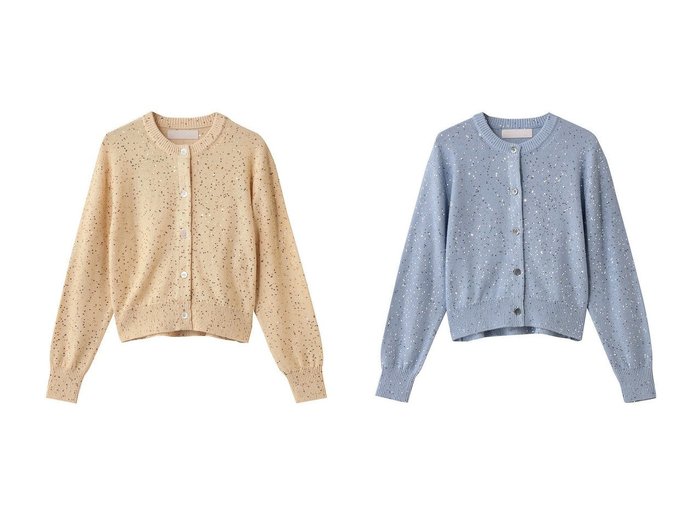 【MARILYN MOON/マリリンムーン】のコットンポリエステルスパンコールカーディガン おすすめ！トレンド、レディースファッションの通販 おすすめ人気トレンドファッション通販アイテム 人気、トレンドファッション・服の通販 founy(ファニー) ファッション Fashion レディースファッション Fashion for Women トップス・カットソー Cut & Sew Tops ニット Knit Tops & Sweaters カーディガン・羽織り Layered Style Cardigans カットソー Cut and Sewn Top カーディガン Cardigan, Knitwear シンプル Simple, Minimal スパンコール Sequins, Sequin Embellishment エレガント 上品 Elegant 人気 Popular, Best Seller 夏 Summer 新作・新入荷 New Arrivals / New In 秋 Autumn A/W・秋冬 Autumn/Winter |ID:crp329100000223772