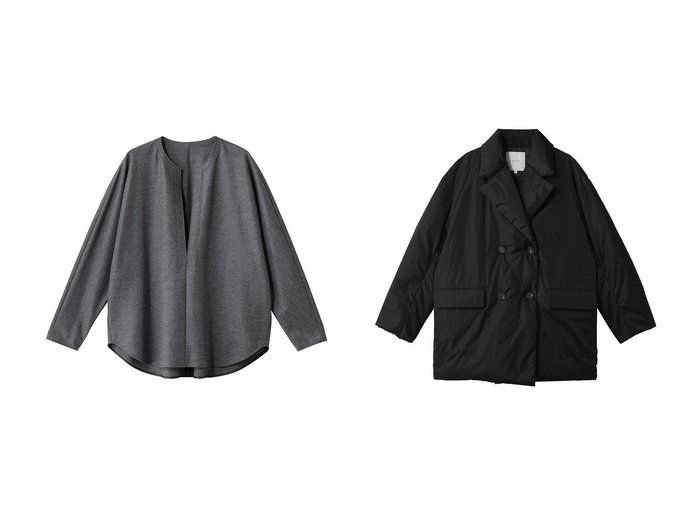 【esteta/エステータ】のLIMONTAタフタ ダウンコート&ウールツイルジャージー スリットネック ブラウス おすすめ！トレンド、レディースファッションの通販 おすすめ人気トレンドファッション通販アイテム 人気、トレンドファッション・服の通販 founy(ファニー) 　ファッション　Fashion　レディースファッション　Fashion for Women　アウター　Coat / Outerwear Collection　コート・ロングコート・ピーコート　Long Coats, Peacoats & More　ダウンジャケット・軽量ダウン　Warm & Lightweight Down Jackets　トップス・カットソー　Cut & Sew Tops　シャツ・ブラウス・オフィスカジュアル　Elegant Blouses & Button-Ups　タフタ　Taffeta, Structured Fabric　ダウン　Down, Puffer　フェザー　Feather, Feather Detail　エレガント 上品　Elegant　冬　Winter / This Winter　新作・新入荷　New Arrivals / New In　防寒　Cold Protection, Winter-Ready　おすすめ　Recommended / Our Picks　カットソー　Cut and Sewn Top　スリット　Slit, Slit Detail　スリーブ　Sleeve, Long Sleeve / Short Sleeve　タートルネック　Turtleneck, High Neck　デコルテ　Décolleté, Neckline　フロント　Front, Front Design　ロング　Long, Long-Length　|ID:crp329100000223774
