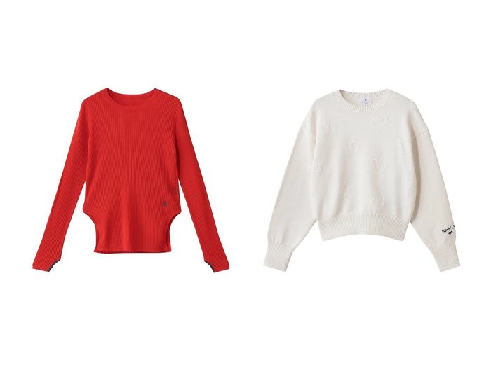【LANVIN en Bleu/ランバン オン ブルー】のカラーポイントクルーネックリブニット&ハートインターシャニット おすすめ！トレンド、レディースファッションの通販 おすすめ人気トレンドファッション通販アイテム 人気、トレンドファッション・服の通販 founy(ファニー) 　ファッション　Fashion　レディースファッション　Fashion for Women　トップス・カットソー　Cut & Sew Tops　ニット　Knit Tops & Sweaters　カジュアルプルオーバー・ニットトップス　Pullovers & Knit Tops / Casual Pullovers　コンパクト　Compact, Small Size　シンプル　Simple, Minimal　モチーフ　Motif, Design Theme　新作・新入荷　New Arrivals / New In　インナー　Innerwear　定番　Standard, Basic Item　無地　Plain, Solid Color　|ID:crp329100000223779