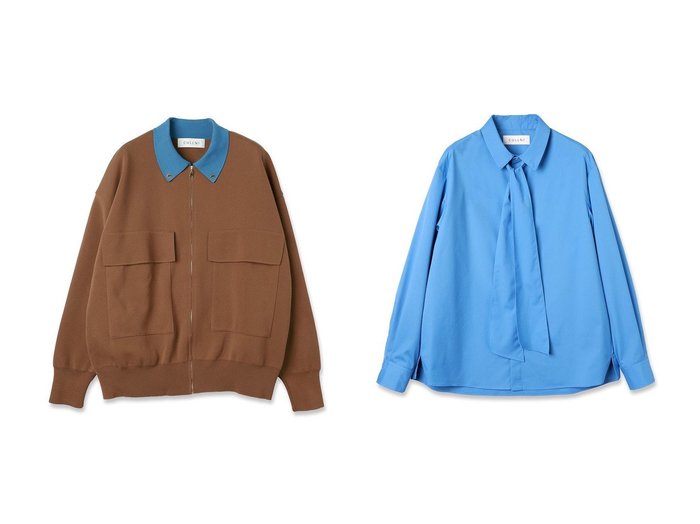 【CULLNI/クルニ】の【UNISEX】ビッグポケット ジップアップ ニットジャケット&【UNISEX】ハイカウントブロード ボウタイシャツ おすすめ！トレンド、レディースファッションの通販 おすすめ人気トレンドファッション通販アイテム 人気、トレンドファッション・服の通販 founy(ファニー) ファッション Fashion レディースファッション Fashion for Women トップス・カットソー Cut & Sew Tops シャツ・ブラウス・オフィスカジュアル Elegant Blouses & Button-Ups アウター Coat / Outerwear Collection レディースジャケット・軽アウター Jackets ユニセックス Unisex, Genderless なめらか Smooth, Silky Texture スリット Slit, Slit Detail スリーブ Sleeve, Long Sleeve / Short Sleeve ハイネック High Neck, Mock Neck パターン Pattern, Design Print ブロード Broadcloth, Fine Cotton ラウンド Round, Round Neck リボン Ribbon, Bow ロング Long, Long-Length エレガント 上品 Elegant 新作・新入荷 New Arrivals / New In |ID:crp329100000223787