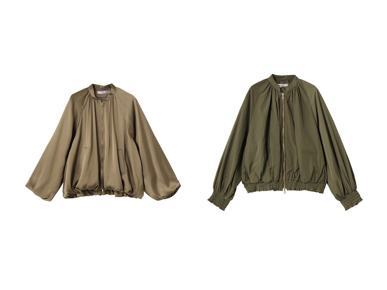 【Bilitis dix-sept ans/ビリティス ディセッタン】のCozy MA-1 ブルゾン&【Col Pierrot/コルピエロ】のサテンブルゾン おすすめ！トレンド、レディースファッションの通販 おすすめ人気トレンドファッション通販アイテム インテリア・キッズ・メンズ・レディースファッション・服の通販 founy(ファニー) 　ファッション　Fashion　レディースファッション　Fashion for Women　アウター　Coat / Outerwear Collection　レディースジャケット・軽アウター　Jackets　ブルゾンジャケット・スポーティアウター　Blouson Jackets　MA-1ジャケット　MA-1 Bomber Jackets / Flight Jackets　ギャザー　Gathered, Ruffled　サテン　Satin, Glossy Fabric　シンプル　Simple, Minimal　ジャケット　Jacket, Outerwear　セットアップ　Set-Up, Coordinated Outfit　ブルゾン　Blouson, Bomber Jacket　エレガント 上品　Elegant　新作・新入荷　New Arrivals / New In　グリーン系　Green　ブラック系　Black　|ID:crp329100000223795