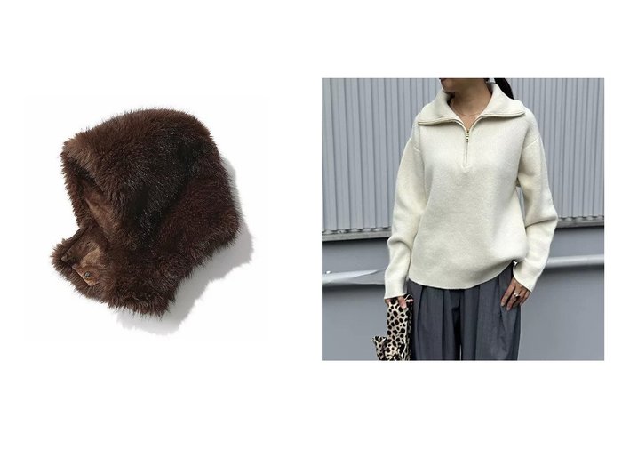 【Ishige Norie/石毛のりえ】の【Marisol別注】ハーフジップニット&【Marisol別注】エコファーバラクラバ おすすめ！トレンド、レディースファッションの通販 おすすめ人気トレンドファッション通販アイテム 人気、トレンドファッション・服の通販 founy(ファニー) ファッション Fashion レディースファッション Fashion for Women トップス・カットソー Cut & Sew Tops ニット Knit Tops & Sweaters グラデーション Gradient, Ombre ジャケット Jacket, Outerwear バラクラバ Balaclava フェイクファー Faux Fur, Imitation Fur リアル Real, Realistic 別注 Limited Edition, Custom Order 防寒 Cold Protection, Winter-Ready シルバー Silver, Metallic Silver ジップ Zip, Zipper ミラノリブ Milano Rib, Milano Stitch |ID:crp329100000223802