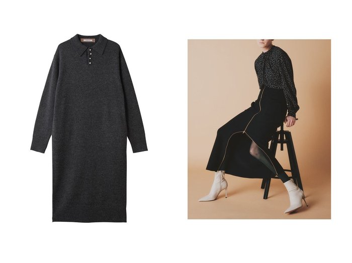 【Room no.8/ルームエイト】の【Room no.8 BLACK】GARTER リブ ジップ アップ スカート&WOOL パールボタン ポロ ドレス おすすめ！トレンド、レディースファッションの通販 おすすめ人気トレンドファッション通販アイテム 人気、トレンドファッション・服の通販 founy(ファニー) ファッション Fashion レディースファッション Fashion for Women ワンピース Dresses フォーマル・パーティードレス・結婚式用ドレス Elegant & Casual Dresses チュニック Tunic Tops & Dresses スカート Skirts ロングスカート Long Skirts / Maxi & Midi Skirts クラシカル Classical, Vintage-Inspired シューズ Shoes, Footwear ストレート Straight, Straight Cut スニーカー Sneakers, Trainers スポーティ Sporty, Casual Athletic チュニック Tunic, Long Top ドレス Dress, One-Piece バランス Balance, Style Balance パール Pearl, Pearl Accent ロング Long, Long-Length 新作・新入荷 New Arrivals / New In |ID:crp329100000223818