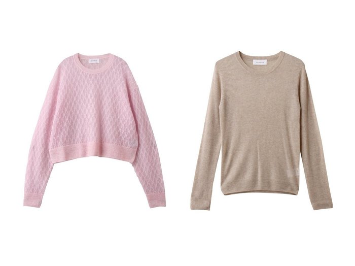 【GALLARDAGALANTE/ガリャルダガランテ】の【HERITANOVUM】シアーモヘヤジャガードニット&【HERITANOVUM】クルーリブニット おすすめ！トレンド、レディースファッションの通販 おすすめ人気トレンドファッション通販アイテム 人気、トレンドファッション・服の通販 founy(ファニー) ファッション Fashion レディースファッション Fashion for Women トップス・カットソー Cut & Sew Tops ニット Knit Tops & Sweaters カジュアルプルオーバー・ニットトップス Pullovers & Knit Tops / Casual Pullovers おすすめ Recommended / Our Picks ショート Short, Short Length スウェット / スエット Sweatshirt, Sweatwear スタンダード Standard, Basic デニム Denim, Jeans Material 新作・新入荷 New Arrivals / New In |ID:crp329100000223832