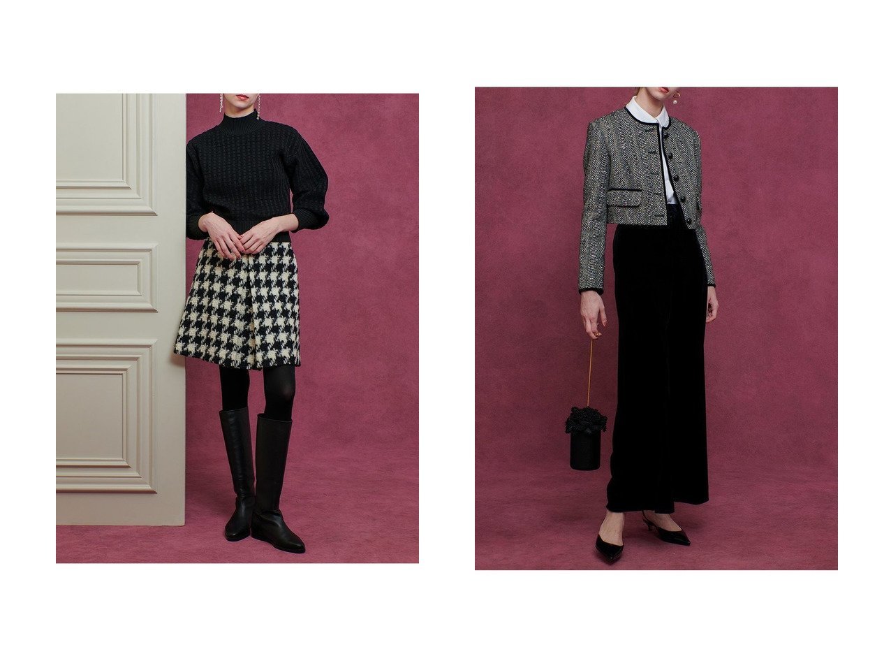【allureville/アルアバイル】の【LOULOU WILLOUGHBY】ロングリブカフスモールプルオーバー&【LOULOU WILLOUGHBY】LINTONラメツイードショートジャケット おすすめ！トレンド、レディースファッションの通販 おすすめ人気トレンドファッション通販アイテム インテリア・キッズ・メンズ・レディースファッション・服の通販 founy(ファニー) 　ファッション　Fashion　レディースファッション　Fashion for Women　トップス・カットソー　Cut & Sew Tops　ニット　Knit Tops & Sweaters　カジュアルプルオーバー・ニットトップス　Pullovers & Knit Tops / Casual Pullovers　アウター　Coat / Outerwear Collection　レディースジャケット・軽アウター　Jackets　モックネック　Mock Neck, Short Turtleneck　新作・新入荷　New Arrivals / New In　無地　Plain, Solid Color　A/W・秋冬　Autumn/Winter　おすすめ　Recommended / Our Picks　ショート　Short, Short Length　ジャケット　Jacket, Outerwear　セットアップ　Set-Up, Coordinated Outfit　ツイード　Twill, Twill Weave　バランス　Balance, Style Balance　エレガント 上品　Elegant　イエロー系　Yellow　パープル系　Purple　ブラック系　Black　グレー系　Gray　|ID:crp329100000223837