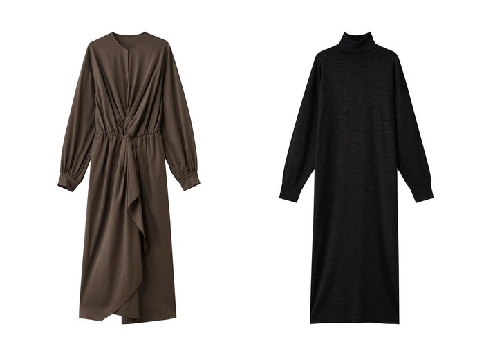 【heliopole/エリオポール】の【THREE DOTS】ルレックスニットドレス&ダブルジャージーラッフルドレス おすすめ！トレンド、レディースファッションの通販 おすすめ人気トレンドファッション通販アイテム 人気、トレンドファッション・服の通販 founy(ファニー) ファッション Fashion レディースファッション Fashion for Women ワンピース Dresses フォーマル・パーティードレス・結婚式用ドレス Elegant & Casual Dresses チュニック Tunic Tops & Dresses チュニック Tunic, Long Top ツイスト Tweed, Tweed Fabric ドレス Dress, One-Piece フロント Front, Front Design ラッフル Ruffle, Frill ロング Long, Long-Length エレガント 上品 Elegant 新作・新入荷 New Arrivals / New In |ID:crp329100000223844