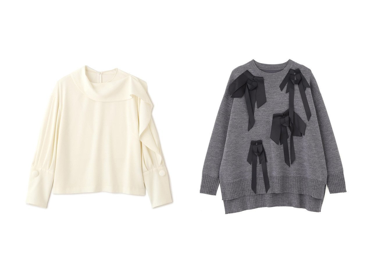 【ADORE/アドーア】のバックサテンジョーゼットブラウス&リボンニット おすすめ！トレンド、レディースファッションの通販 おすすめ人気トレンドファッション通販アイテム インテリア・キッズ・メンズ・レディースファッション・服の通販 founy(ファニー) 　ファッション　Fashion　レディースファッション　Fashion for Women　トップス・カットソー　Cut & Sew Tops　シャツ・ブラウス・オフィスカジュアル　Elegant Blouses & Button-Ups　バッグ　Bags　ニット　Knit Tops & Sweaters　カジュアルプルオーバー・ニットトップス　Pullovers & Knit Tops / Casual Pullovers　アシンメトリー　Asymmetrical Style　カフス　Cuff Design　スリーブ　Sleeve, Long Sleeve / Short Sleeve　ドレープ　Drape, Draping Fabric　バランス　Balance, Style Balance　ラッフル　Ruffle, Frill　ロング　Long, Long-Length　エレガント 上品　Elegant　新作・新入荷　New Arrivals / New In　ホワイト系　White　グレー系　Gray　ブルー系　Blue　|ID:crp329100000223855