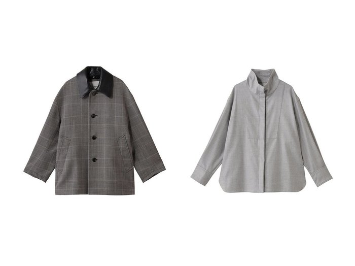 【DEPAREILLE/デパリエ】のグレンチェックレザーカラージャケット&サキソニースタンドカラーシャツ おすすめ！トレンド、レディースファッションの通販 おすすめ人気トレンドファッション通販アイテム 人気、トレンドファッション・服の通販 founy(ファニー) ファッション Fashion レディースファッション Fashion for Women アウター Coat / Outerwear Collection レディースジャケット・軽アウター Jackets トップス・カットソー Cut & Sew Tops シャツ・ブラウス・オフィスカジュアル Elegant Blouses & Button-Ups おすすめ Recommended / Our Picks ジャケット Jacket, Outerwear チェック Check, Plaid, Tartan マニッシュ Mannish, Boyish エレガント 上品 Elegant 新作・新入荷 New Arrivals / New In |ID:crp329100000223866