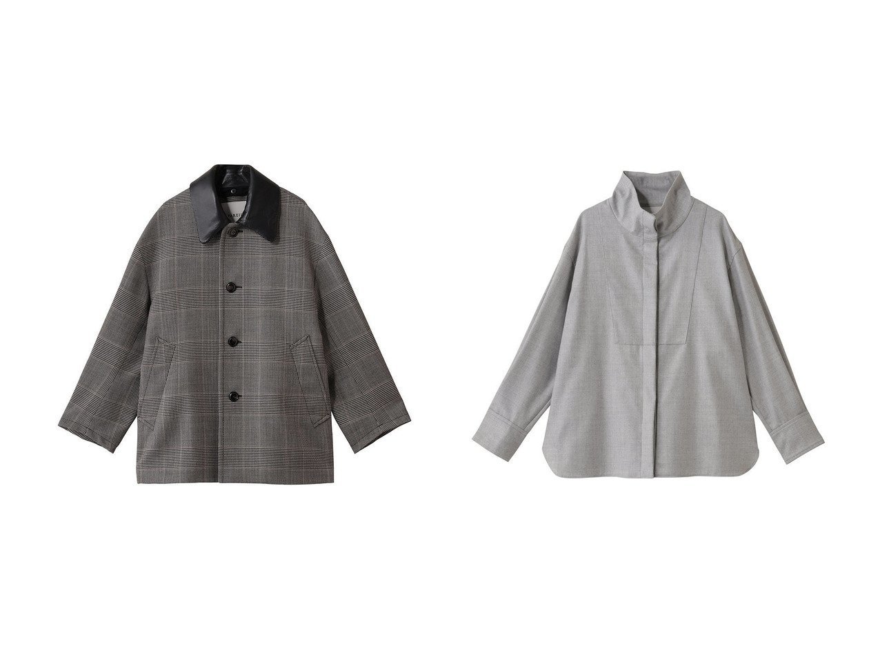 【DEPAREILLE/デパリエ】のグレンチェックレザーカラージャケット&サキソニースタンドカラーシャツ おすすめ！トレンド、レディースファッションの通販 おすすめ人気トレンドファッション通販アイテム インテリア・キッズ・メンズ・レディースファッション・服の通販 founy(ファニー) 　ファッション　Fashion　レディースファッション　Fashion for Women　アウター　Coat / Outerwear Collection　レディースジャケット・軽アウター　Jackets　トップス・カットソー　Cut & Sew Tops　シャツ・ブラウス・オフィスカジュアル　Elegant Blouses & Button-Ups　おすすめ　Recommended / Our Picks　ジャケット　Jacket, Outerwear　チェック　Check, Plaid, Tartan　マニッシュ　Mannish, Boyish　エレガント 上品　Elegant　新作・新入荷　New Arrivals / New In　グレー系　Gray　ブラック系　Black　|ID:crp329100000223866