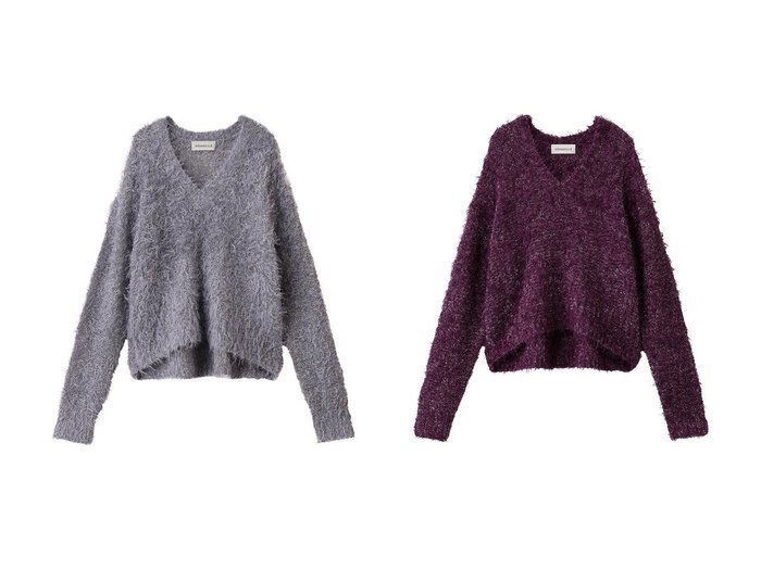 【DEPAREILLE/デパリエ】のモヘアグリッターシャギーVネックニット おすすめ！トレンド、レディースファッションの通販 おすすめ人気トレンドファッション通販アイテム 人気、トレンドファッション・服の通販 founy(ファニー) ファッション Fashion レディースファッション Fashion for Women トップス・カットソー Cut & Sew Tops ニット Knit Tops & Sweaters カジュアルプルオーバー・ニットトップス Pullovers & Knit Tops / Casual Pullovers Vネックトップス V-Neck Tops / V-Cut Neckline Shirts シンプル Simple, Minimal ヘムライン Hemline, Bottom Cut ボトム Bottoms, Lower Wear 新作・新入荷 New Arrivals / New In |ID:crp329100000223868