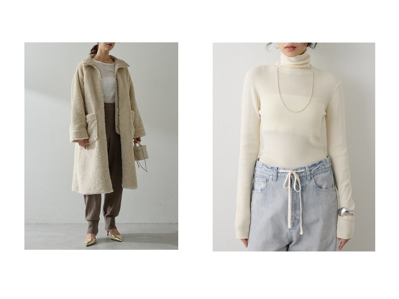 【Whim Gazette/ウィムガゼット】のリバーシブルボアコート&ソフトRIBタートル おすすめ！トレンド、レディースファッションの通販 おすすめ人気トレンドファッション通販アイテム インテリア・キッズ・メンズ・レディースファッション・服の通販 founy(ファニー) 　ファッション　Fashion　レディースファッション　Fashion for Women　トップス・カットソー　Cut & Sew Tops　ニット　Knit Tops & Sweaters　カジュアルプルオーバー・ニットトップス　Pullovers & Knit Tops / Casual Pullovers　アウター　Coat / Outerwear Collection　コート・ロングコート・ピーコート　Long Coats, Peacoats & More　シンプル　Simple, Minimal　ストレッチ　Stretch, Stretchy Fabric　タートル　Turtleneck, Turtle Collar　フィット　Fit, Slim Fit　エレガント 上品　Elegant　冬　Winter / This Winter　定番　Standard, Basic Item　新作・新入荷　New Arrivals / New In　A/W・秋冬　Autumn/Winter　ロング　Long, Long-Length　防寒　Cold Protection, Winter-Ready　ホワイト系　White　グレー系　Gray　ベージュ系　Beige　|ID:crp329100000223885