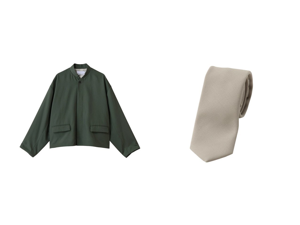 【Graphpaper/グラフペーパー】の【UNISEX】ネクタイ&ショートジャケット おすすめ！トレンド、レディースファッションの通販 おすすめ人気トレンドファッション通販アイテム インテリア・キッズ・メンズ・レディースファッション・服の通販 founy(ファニー) 　ファッション　Fashion　レディースファッション　Fashion for Women　レイングッズ・傘・晴雨兼用傘　Umbrellas & Rain Gear　アウター　Coat / Outerwear Collection　レディースジャケット・軽アウター　Jackets　ユニセックス　Unisex, Genderless　ギフト プレゼント　Gift / Present　グラス　Glass, Eyewear　ジャケット　Jacket, Outerwear　ドレープ　Drape, Draping Fabric　ハンカチ　Handkerchief, Hanky　バランス　Balance, Style Balance　ビジネス 仕事 通勤　Business / Work / Commuting　フォーマル　Formal, Dressy　ベスト　Vest, Waistcoat　ペーパー　Paper, Kraft Paper　エレガント 上品　Elegant　傘　Umbrella, Parasol　新作・新入荷　New Arrivals / New In　時計　Watch, Wristwatch　ショート　Short, Short Length　ボトム　Bottoms, Lower Wear　ワイド　Wide, Wide Fit　グレー系　Gray　ベージュ系　Beige　ブラック系　Black　|ID:crp329100000223890