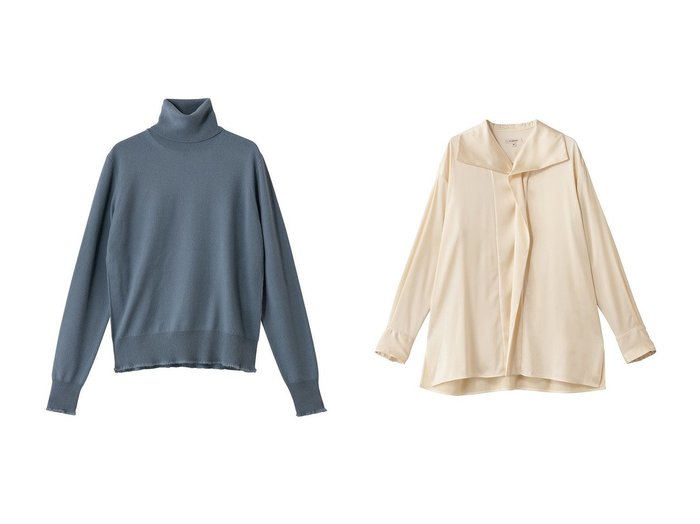 【BLAMINK/ブラミンク】のタートルネックロングスリーブニット&フライフロントロングスリーブ おすすめ！トレンド、レディースファッションの通販 おすすめ人気トレンドファッション通販アイテム 人気、トレンドファッション・服の通販 founy(ファニー) ファッション Fashion レディースファッション Fashion for Women トップス・カットソー Cut & Sew Tops シャツ・ブラウス・オフィスカジュアル Elegant Blouses & Button-Ups ニット Knit Tops & Sweaters カジュアルプルオーバー・ニットトップス Pullovers & Knit Tops / Casual Pullovers タートルネック・ハイネックトップス Turtlenecks & High-Neck Tops サテン Satin, Glossy Fabric シルク Silk, 100% Silk スリーブ Sleeve, Long Sleeve / Short Sleeve フロント Front, Front Design リラックス Relax, Relaxed Fit ロング Long, Long-Length エレガント 上品 Elegant 新作・新入荷 New Arrivals / New In |ID:crp329100000223914