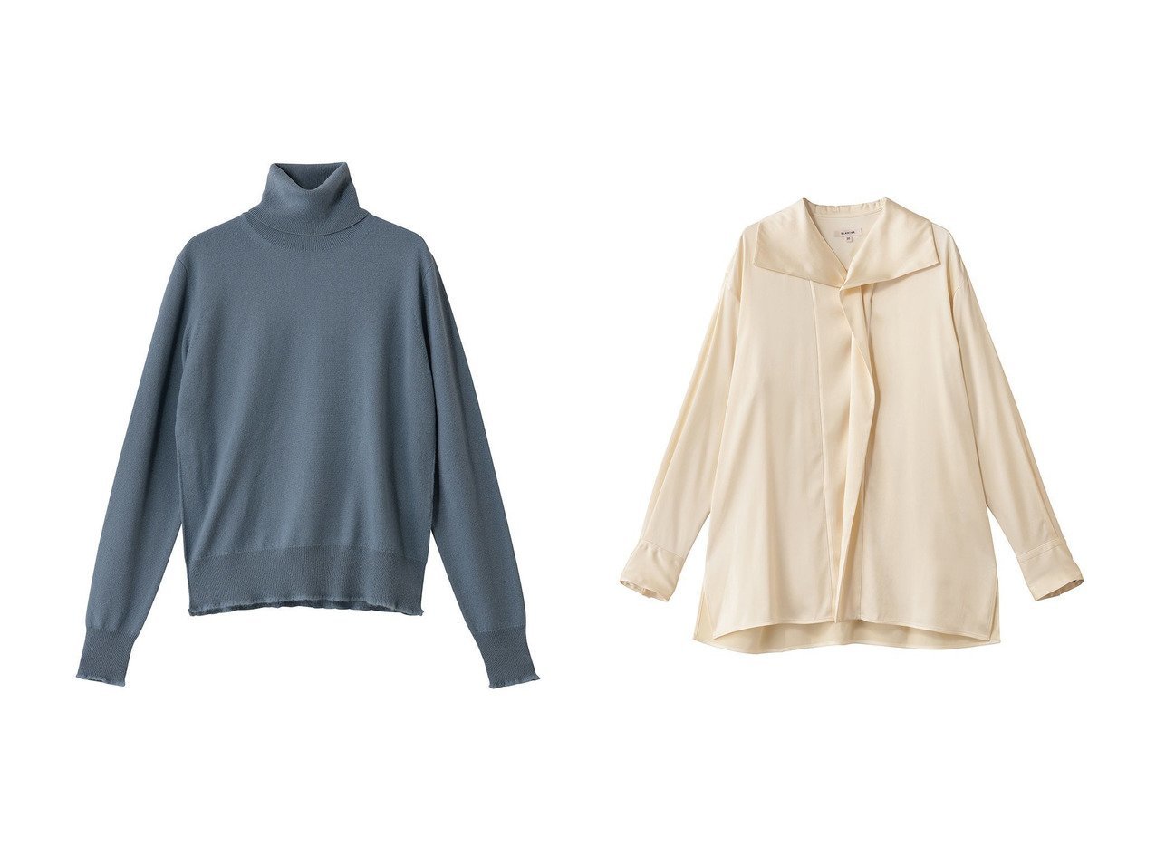 【BLAMINK/ブラミンク】のタートルネックロングスリーブニット&フライフロントロングスリーブ おすすめ！トレンド、レディースファッションの通販 おすすめ人気トレンドファッション通販アイテム インテリア・キッズ・メンズ・レディースファッション・服の通販 founy(ファニー) 　ファッション　Fashion　レディースファッション　Fashion for Women　トップス・カットソー　Cut & Sew Tops　シャツ・ブラウス・オフィスカジュアル　Elegant Blouses & Button-Ups　ニット　Knit Tops & Sweaters　カジュアルプルオーバー・ニットトップス　Pullovers & Knit Tops / Casual Pullovers　タートルネック・ハイネックトップス　Turtlenecks & High-Neck Tops　サテン　Satin, Glossy Fabric　シルク　Silk, 100% Silk　スリーブ　Sleeve, Long Sleeve / Short Sleeve　フロント　Front, Front Design　リラックス　Relax, Relaxed Fit　ロング　Long, Long-Length　エレガント 上品　Elegant　新作・新入荷　New Arrivals / New In　グレー系　Gray　ブルー系　Blue　ベージュ系　Beige　ブラウン系　Brown　|ID:crp329100000223914