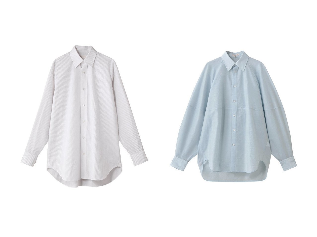 【BLAMINK/ブラミンク】のコットンストライプレギュラーカラーシャツ&パフスリーブレギュラーカラーシャツ おすすめ！トレンド、レディースファッションの通販 おすすめ人気トレンドファッション通販アイテム インテリア・キッズ・メンズ・レディースファッション・服の通販 founy(ファニー) 　ファッション　Fashion　レディースファッション　Fashion for Women　トップス・カットソー　Cut & Sew Tops　シャツ・ブラウス・オフィスカジュアル　Elegant Blouses & Button-Ups　シアー　Sheer, See-Through　スリーブ　Sleeve, Long Sleeve / Short Sleeve　ロング　Long, Long-Length　エレガント 上品　Elegant　新作・新入荷　New Arrivals / New In　シンプル　Simple, Minimal　ストライプ　Stripe, Striped Pattern　ボトム　Bottoms, Lower Wear　レギュラー　Regular, Standard Fit　羽織　Haori, Light Jacket　グレー系　Gray　ブルー系　Blue　ホワイト系　White　|ID:crp329100000223915