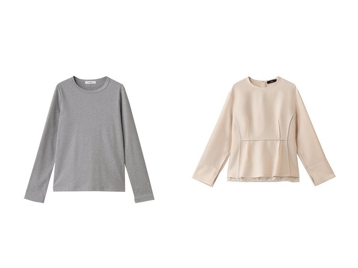 【ebure/エブール】のナローネックロングスリーブ クルーネックカットソー&シルクウールツイル キャミコンビプルオーバーブラウス おすすめ！トレンド、レディースファッションの通販 おすすめ人気トレンドファッション通販アイテム 人気、トレンドファッション・服の通販 founy(ファニー) ファッション Fashion レディースファッション Fashion for Women トップス・カットソー Cut & Sew Tops キャミソール&ノースリーブ Camisoles & Sleeveless Tops シャツ・ブラウス・オフィスカジュアル Elegant Blouses & Button-Ups カジュアルプルオーバー・ニットトップス Pullovers & Knit Tops / Casual Pullovers ロングTシャツ・Tシャツ Longline T-Shirts & Tees カットソー・ベーシックTシャツ Cut-and-Sewn Tops / Stretch Tees & Basics おすすめ Recommended / Our Picks キャミソール Camisole, Spaghetti Strap Top シェイプ Shape, Slim Fit シルク Silk, 100% Silk スリーブ Sleeve, Long Sleeve / Short Sleeve パイピング Piping, Trim Design フォルム Silhouette, Form フランス France, French マニッシュ Mannish, Boyish レース Lace, Lace Fabric ロング Long, Long-Length インナー Innerwear エレガント 上品 Elegant |ID:crp329100000223929