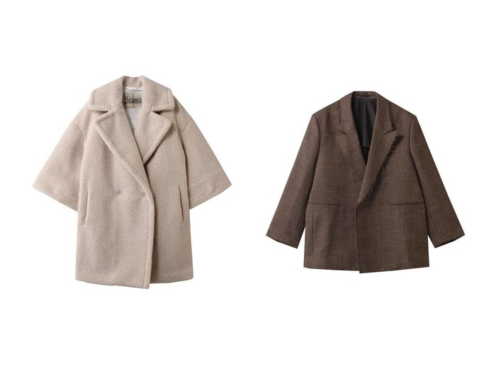 【HERNO/ヘルノ】のボアコート&【martinique/マルティニーク】の【CURRENTAGE】Original fabric ジャケット おすすめ！トレンド、レディースファッションの通販 おすすめ人気トレンドファッション通販アイテム 人気、トレンドファッション・服の通販 founy(ファニー) ファッション Fashion レディースファッション Fashion for Women アウター Coat / Outerwear Collection レディースジャケット・軽アウター Jackets コート・ロングコート・ピーコート Long Coats, Peacoats & More カットオフ Cut-Off Design クラシカル Classical, Vintage-Inspired ショルダー Shoulder, Shoulder Strap ジャケット Jacket, Outerwear ドロップ Drop Shoulder, Dropped Style ファブリック Fabric, Textile フロント Front, Front Design モダン Modern, Contemporary 新作・新入荷 New Arrivals / New In |ID:crp329100000223936