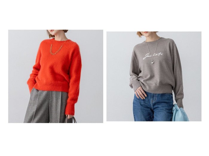 【NIJYUSANKU/23区】のフォックスカシミヤファー ショート丈 ニット&【/洗える】インターシャ ロゴ ニット おすすめ！トレンド、レディースファッションの通販 おすすめ人気トレンドファッション通販アイテム 人気、トレンドファッション・服の通販 founy(ファニー) ファッション Fashion レディースファッション Fashion for Women トップス・カットソー Cut & Sew Tops ニット Knit Tops & Sweaters ショート Short, Short Length スリーブ Sleeve, Long Sleeve / Short Sleeve セーター Sweater, Knitwear デニム Denim, Jeans Material トレンド Trend, Trending Now フォックス Fox, Fox Fur 冬 Winter / This Winter A/W・秋冬 Autumn/Winter 新作・新入荷 New Arrivals / New In エレガント 上品 Elegant 2025年 2025 2025-2026秋冬・A/W Autumn/Winter 2025–26 AW25–26 |ID:crp329100000223979