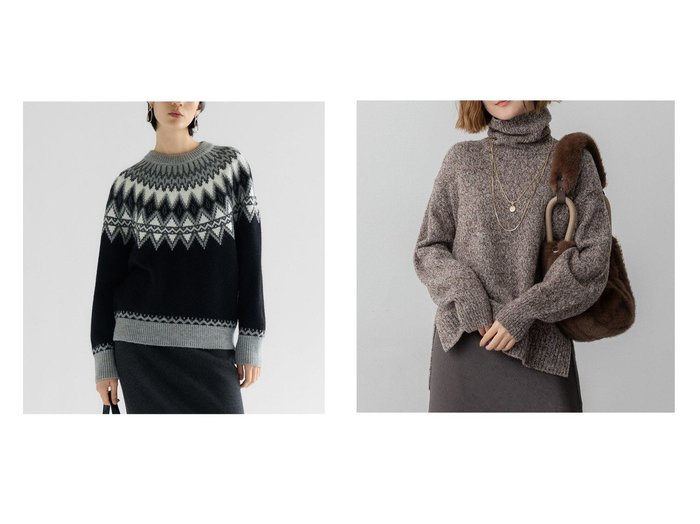 【NIJYUSANKU/23区】の【/洗える】ジャガード クルーネック ニット&【/洗える】ミックスブークレ サイドスリットタートルニット おすすめ！トレンド、レディースファッションの通販 おすすめ人気トレンドファッション通販アイテム 人気、トレンドファッション・服の通販 founy(ファニー) ファッション Fashion レディースファッション Fashion for Women トップス・カットソー Cut & Sew Tops ニット Knit Tops & Sweaters アクリル Acrylic Material イタリア Italy 洗える Machine Washable コレクション Collection, Seasonal Line シンプル Simple, Minimal ジャカード／ジャガード Jacquard, Woven Pattern セーター Sweater, Knitwear リラックス Relax, Relaxed Fit A/W・秋冬 Autumn/Winter 冬 Winter / This Winter 新作・新入荷 New Arrivals / New In エレガント 上品 Elegant 2025年 2025 2025-2026秋冬・A/W Autumn/Winter 2025–26 AW25–26 |ID:crp329100000223981