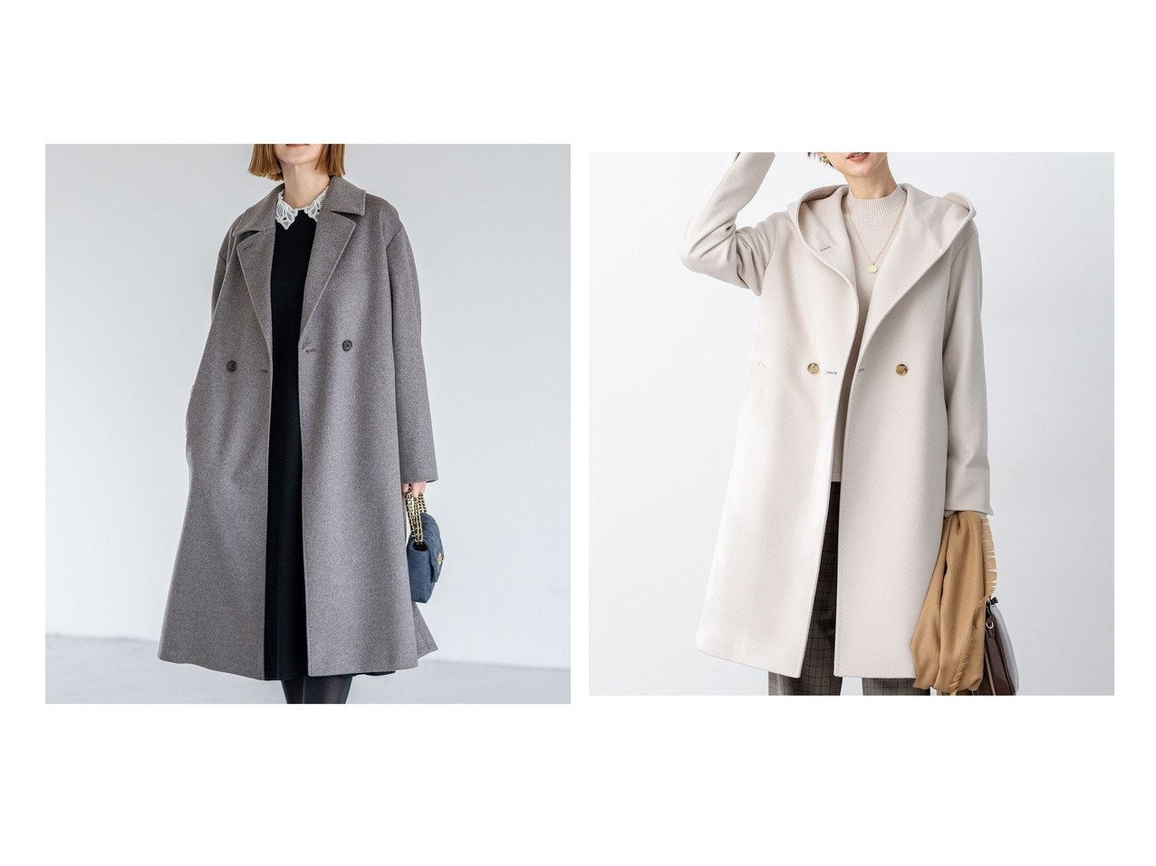 【NIJYUSANKU/23区】のCOLOMBOカシミヤビーバー ダブルフロント チェスターコート&ウールカシミヤビーバー フーデット コート おすすめ！トレンド、レディースファッションの通販 おすすめ人気トレンドファッション通販アイテム インテリア・キッズ・メンズ・レディースファッション・服の通販 founy(ファニー) 　ファッション　Fashion　レディースファッション　Fashion for Women　アウター　Coat / Outerwear Collection　コート・ロングコート・ピーコート　Long Coats, Peacoats & More　レディースジャケット・軽アウター　Jackets　チェスターコート・ロング丈アウター　Chester Coats / Chesterfield Long Coats　イタリア　Italy　エレガント 上品　Elegant　シンプル　Simple, Minimal　ジャケット　Jacket, Outerwear　ダブル　Double, Double-Breasted　チェスターコート　Chester Coat, Long Coat　フロント　Front, Front Design　ラグジュアリー　Luxury, Elegant　A/W・秋冬　Autumn/Winter　冬　Winter / This Winter　新作・新入荷　New Arrivals / New In　2025年　2025　2025-2026秋冬・A/W　Autumn/Winter 2025–26 AW25–26　グレー系　Gray　ブラック系　Black　|ID:crp329100000223982