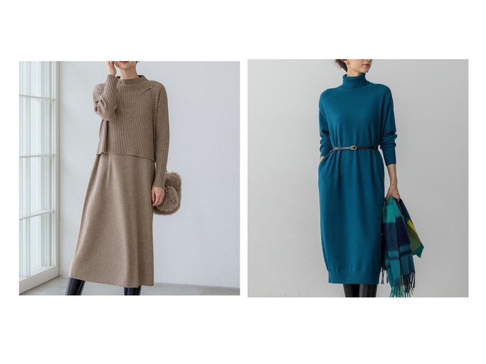 【NIJYUSANKU/23区】の【洗える】カシミヤブレンド タートルネック ニットワンピース&【/洗える】レイヤードニットツイン ワンピース おすすめ！トレンド、レディースファッションの通販 おすすめ人気トレンドファッション通販アイテム 人気、トレンドファッション・服の通販 founy(ファニー) ファッション Fashion レディースファッション Fashion for Women ワンピース Dresses ニットワンピース Knit Dresses 洗える Machine Washable カットソー Cut and Sewn Top ストレッチ Stretch, Stretchy Fabric タートルネック Turtleneck, High Neck モックネック Mock Neck, Short Turtleneck A/W・秋冬 Autumn/Winter 冬 Winter / This Winter 新作・新入荷 New Arrivals / New In エレガント 上品 Elegant 2025年 2025 2025-2026秋冬・A/W Autumn/Winter 2025–26 AW25–26 イタリア Italy シンプル Simple, Minimal ストレート Straight, Straight Cut |ID:crp329100000223983
