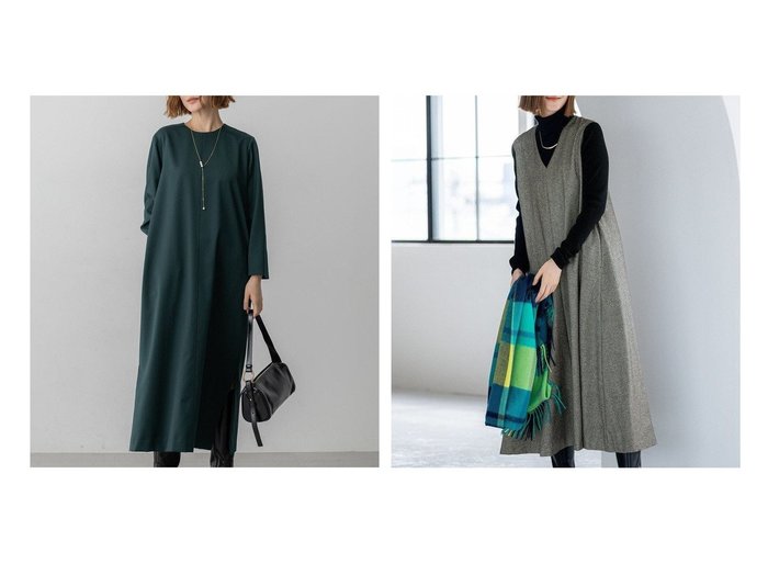 【NIJYUSANKU/23区】の【/洗える】メリノウールサテン ワンピース&ラメミックスツイード Vネックワンピース おすすめ！トレンド、レディースファッションの通販 おすすめ人気トレンドファッション通販アイテム 人気、トレンドファッション・服の通販 founy(ファニー) ファッション Fashion レディースファッション Fashion for Women ワンピース Dresses 洗える Machine Washable シンプル Simple, Minimal ストレッチ Stretch, Stretchy Fabric 長袖 Long Sleeve, Full Sleeve 別注 Limited Edition, Custom Order ミックス Mix, Mixed Style A/W・秋冬 Autumn/Winter 冬 Winter / This Winter 新作・新入荷 New Arrivals / New In エレガント 上品 Elegant 2025年 2025 2025-2026秋冬・A/W Autumn/Winter 2025–26 AW25–26 |ID:crp329100000223987
