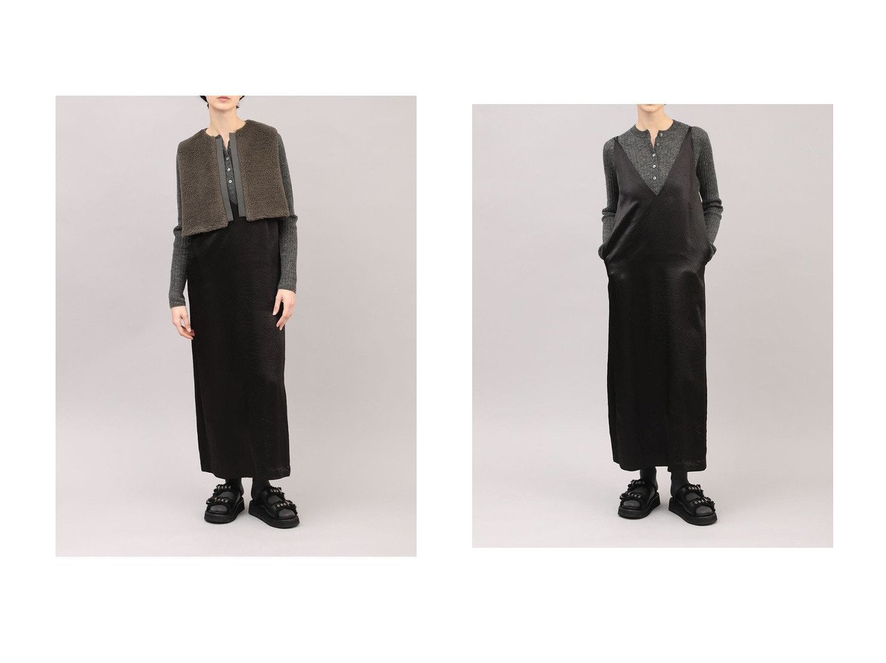 【SACRA/サクラ】のアセテートサテンキャミワンピース おすすめ人気トレンドファッション通販アイテム インテリア・キッズ・メンズ・レディースファッション・服の通販 founy(ファニー) 　ファッション　Fashion　レディースファッション　Fashion for Women　ワンピース　Dresses　キャミソールワンピース　Camisole Dresses　チュニック　Tunic Tops & Dresses　キャミワンピース　Cami Dress, Slip Dress　チュニック　Tunic, Long Top　マキシ　Maxi, Full Length　ロング　Long, Long-Length　ワッシャー　Washer, Crinkled Finish　新作・新入荷　New Arrivals / New In　ブラック系　Black　|ID:crp329100000224017