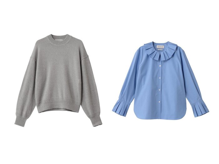 【DEPAREILLE/デパリエ】のモヘアコットンクルーネック&コットンポリプリーツブラウス おすすめ！トレンド、レディースファッションの通販 おすすめ人気トレンドファッション通販アイテム 人気、トレンドファッション・服の通販 founy(ファニー) ファッション Fashion レディースファッション Fashion for Women トップス・カットソー Cut & Sew Tops ニット Knit Tops & Sweaters カジュアルプルオーバー・ニットトップス Pullovers & Knit Tops / Casual Pullovers シャツ・ブラウス・オフィスカジュアル Elegant Blouses & Button-Ups シンプル Simple, Minimal 新作・新入荷 New Arrivals / New In A/W・秋冬 Autumn/Winter おすすめ Recommended / Our Picks カフス Cuff Design カーディガン Cardigan, Knitwear ジャケット Jacket, Outerwear スリーブ Sleeve, Long Sleeve / Short Sleeve プリーツ Pleats, Pleated ロング Long, Long-Length |ID:crp329100000224046