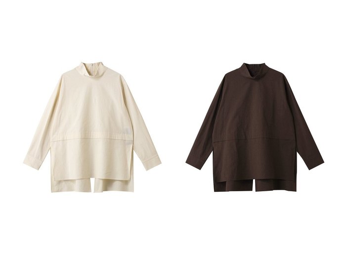 【PLAIN PEOPLE/プレインピープル】のCOTTON SABREタック&スリットハイネックブラウス おすすめ！トレンド、レディースファッションの通販 おすすめ人気トレンドファッション通販アイテム 人気、トレンドファッション・服の通販 founy(ファニー) ファッション Fashion レディースファッション Fashion for Women トップス・カットソー Cut & Sew Tops シャツ・ブラウス・オフィスカジュアル Elegant Blouses & Button-Ups スリット Slit, Slit Detail スリーブ Sleeve, Long Sleeve / Short Sleeve ハイネック High Neck, Mock Neck ロング Long, Long-Length 新作・新入荷 New Arrivals / New In |ID:crp329100000224053