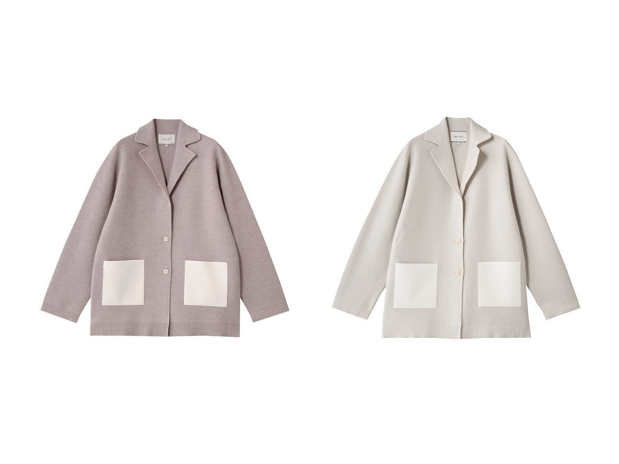 【BEIGE,/ベイジ,】のCHICORA(チコラ)/レザーポケット付きウールニットジャケット おすすめ！トレンド、レディースファッションの通販 おすすめ人気トレンドファッション通販アイテム インテリア・キッズ・メンズ・レディースファッション・服の通販 founy(ファニー) 　ファッション　Fashion　レディースファッション　Fashion for Women　アウター　Coat / Outerwear Collection　レディースジャケット・軽アウター　Jackets　ジャケット　Jacket, Outerwear　ポケット　Pocket, Pocket Detail　新作・新入荷　New Arrivals / New In　グレー系　Gray　|ID:crp329100000224060