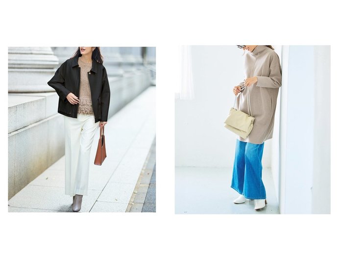 【DoCLASSE/ドゥクラッセ】のサテンストレッチ・ショートジャケット&ニードルジャージー・ハイネックチュニック おすすめ！トレンド、レディースファッションの通販 おすすめ人気トレンドファッション通販アイテム 人気、トレンドファッション・服の通販 founy(ファニー) ファッション Fashion レディースファッション Fashion for Women アウター Coat / Outerwear Collection レディースジャケット・軽アウター Jackets トップス・カットソー Cut & Sew Tops 新作・新入荷 New Arrivals / New In ギャザー Gathered, Ruffled サテン Satin, Glossy Fabric ジャケット Jacket, Outerwear スポーティ Sporty, Casual Athletic バランス Balance, Style Balance フェミニン Feminine, Girly フラップ Flap, Flap Pocket ブルゾン Blouson, Bomber Jacket ポケット Pocket, Pocket Detail ロング Long, Long-Length センター Center, Center Line チュニック Tunic, Long Top |ID:crp329100000224067