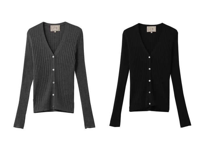 【DEMYLEE/デミーリー】のKELLY シグネチャーカシミヤ リブニットカーディガン おすすめ！トレンド、レディースファッションの通販 おすすめ人気トレンドファッション通販アイテム インテリア・キッズ・メンズ・レディースファッション・服の通販 founy(ファニー) https://founy.com/ ファッション Fashion レディースファッション Fashion for Women トップス・カットソー Cut & Sew Tops ニット Knit Tops & Sweaters カーディガン・羽織り Layered Style Cardigans カーディガン Cardigan, Knitwear デニム Denim, Jeans Material フィット Fit, Slim Fit フレア Flare, Flared 定番 Standard, Basic Item 新作・新入荷 New Arrivals / New In |ID:crp329100000224129