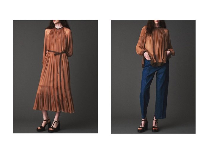 【AUBRIOT/オブリオ】のシルククレープ ワンピース&シルククレープ ブラウス おすすめ！トレンド、レディースファッションの通販 おすすめ人気トレンドファッション通販アイテム インテリア・キッズ・メンズ・レディースファッション・服の通販 founy(ファニー) https://founy.com/ ファッション Fashion レディースファッション Fashion for Women ワンピース Dresses チュニック Tunic Tops & Dresses トップス・カットソー Cut & Sew Tops シャツ・ブラウス・オフィスカジュアル Elegant Blouses & Button-Ups エアリー Airy Texture エレガント 上品 Elegant ギャザー Gathered, Ruffled シルク Silk, 100% Silk チュニック Tunic, Long Top ドレス Dress, One-Piece ドレープ Drape, Draping Fabric リボン Ribbon, Bow ロマンティック Romantic, Feminine Style ロング Long, Long-Length 新作・新入荷 New Arrivals / New In |ID:crp329100000224145