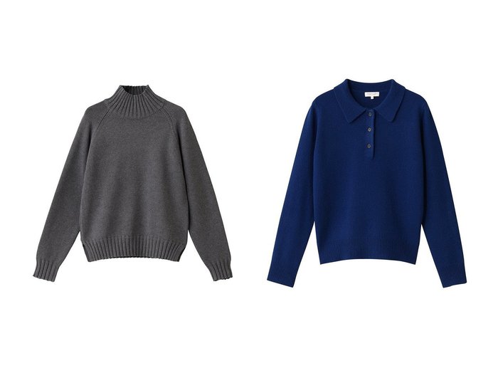 【DEMYLEE/デミーリー】のRIGUEL ラムウール ポロニットプルオーバー&KAITLYN コットンカシミヤ ハイネックニットプルオーバー おすすめ！トレンド、レディースファッションの通販 おすすめ人気トレンドファッション通販アイテム 人気、トレンドファッション・服の通販 founy(ファニー) ファッション Fashion レディースファッション Fashion for Women トップス・カットソー Cut & Sew Tops ニット Knit Tops & Sweaters カジュアルプルオーバー・ニットトップス Pullovers & Knit Tops / Casual Pullovers シンプル Simple, Minimal ハイネック High Neck, Mock Neck 新作・新入荷 New Arrivals / New In |ID:crp329100000224163